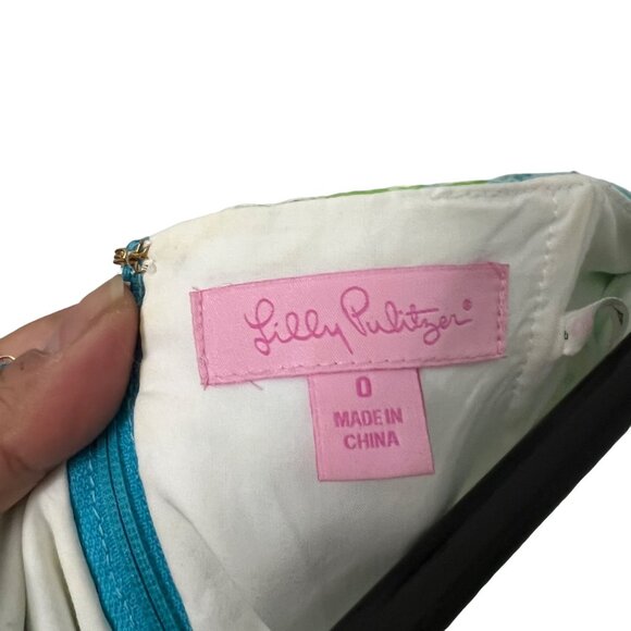 Lilly Pulitzer Womens Blue Bowen Alligator Print Alberta Lace Strapless Dress 0 - Picture 6 of 7